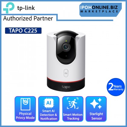 TP-Link Tapo C225 2K QHD 4MP F1.6 Aperture Pan/Tilt Smart AI Home Security Wi-Fi Surveillance IP Camera TP-Link Tapo C225 2K QHD 4MP F1.6 Aperture Pan/Tilt Smart AI Home Security Wi-Fi Surveillance IP Camera